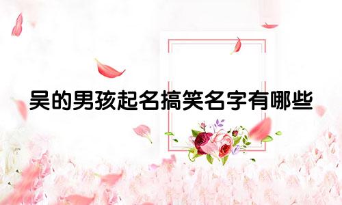 吴的男孩起名搞笑名字有哪些