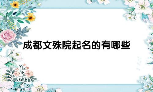成都文殊院起名的有哪些