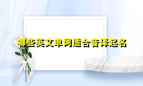 哪些英文单词适合音译起名