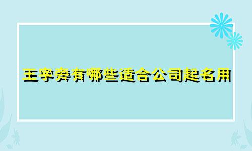 王字旁有哪些适合公司起名用