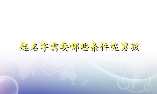 起名字需要哪些条件呢男孩