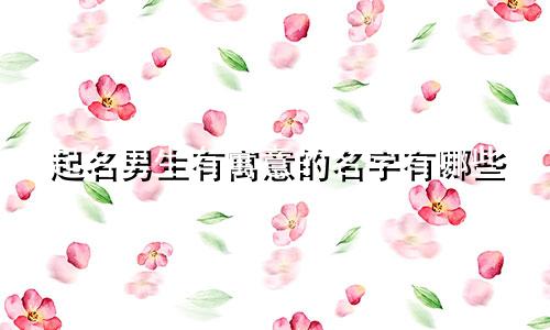 起名男生有寓意的名字有哪些
