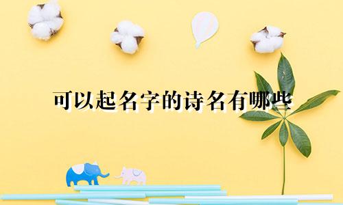 可以起名字的诗名有哪些