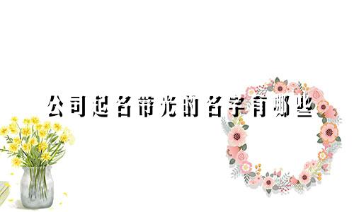 公司起名带光的名字有哪些