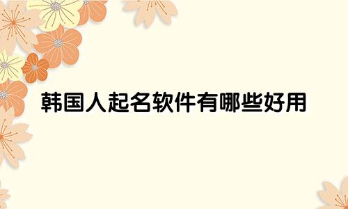 韩国人起名软件有哪些好用
