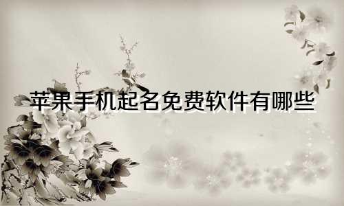 苹果手机起名免费软件有哪些