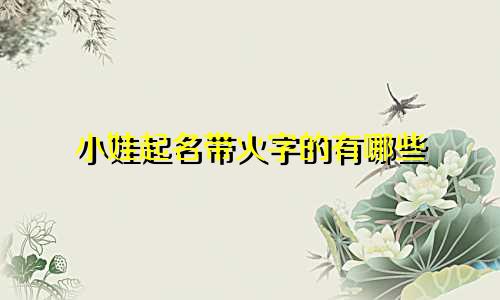 小娃起名带火字的有哪些
