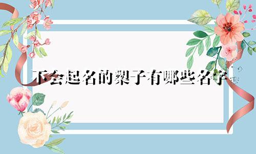 不会起名的槊子有哪些名字