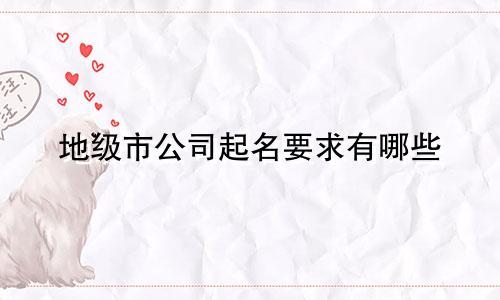 地级市公司起名要求有哪些