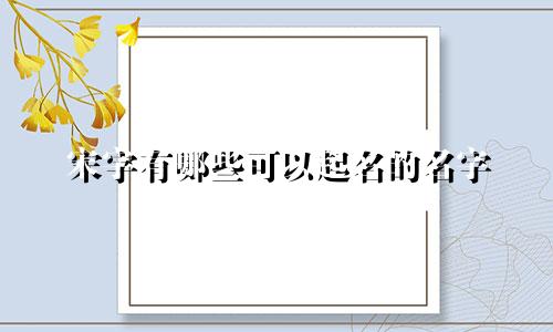 宋字有哪些可以起名的名字