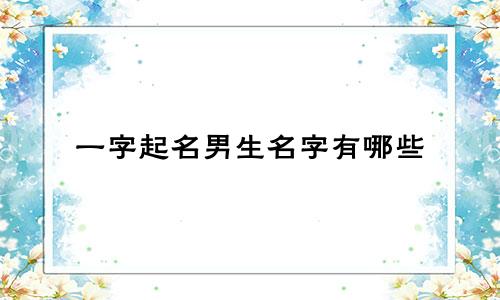 一字起名男生名字有哪些