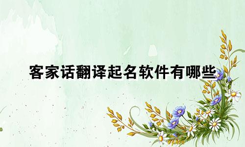 客家话翻译起名软件有哪些