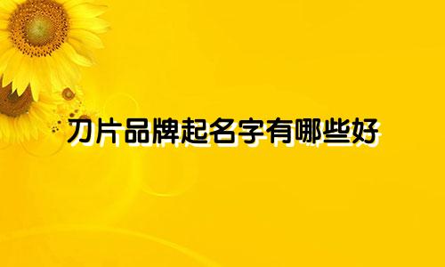 刀片品牌起名字有哪些好