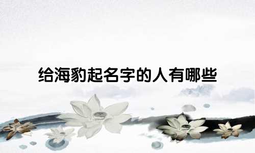 给海豹起名字的人有哪些