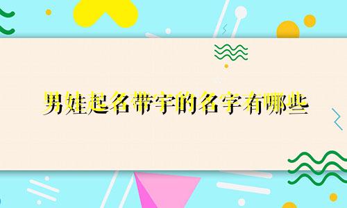 男娃起名带宇的名字有哪些