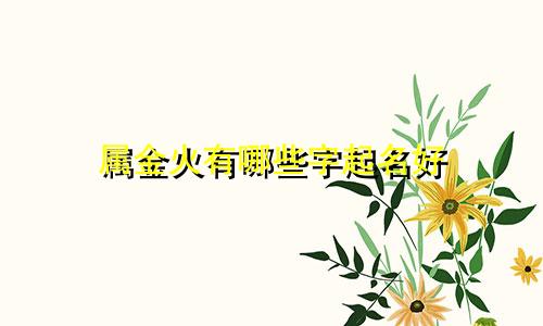 属金火有哪些字起名好