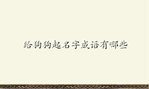 给狗狗起名字成语有哪些