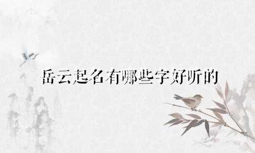 岳云起名有哪些字好听的