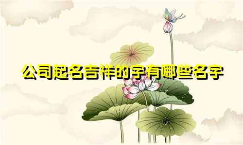 公司起名吉祥的字有哪些名字