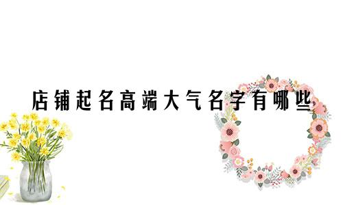 店铺起名高端大气名字有哪些