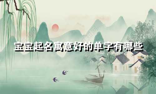 宝宝起名寓意好的单字有哪些