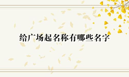 给广场起名称有哪些名字