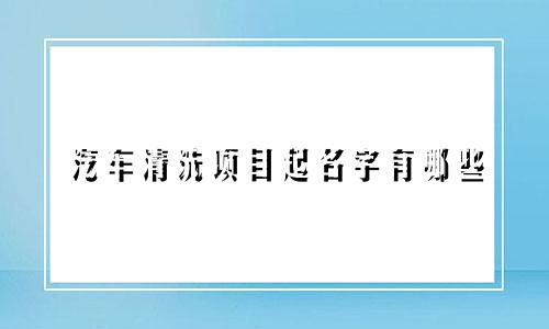 汽车清洗项目起名字有哪些