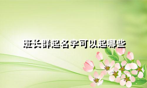 班长群起名字可以起哪些
