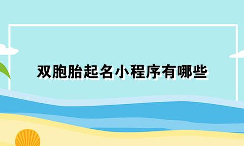 双胞胎起名小程序有哪些