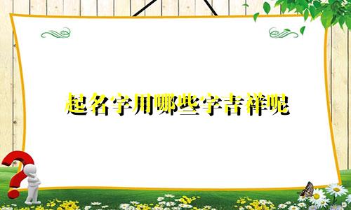 起名字用哪些字吉祥呢