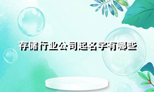 存储行业公司起名字有哪些