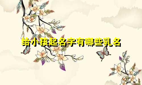 给小孩起名字有哪些乳名