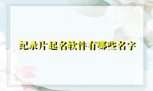 纪录片起名软件有哪些名字