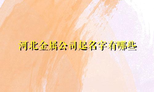 河北金属公司起名字有哪些
