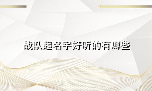 战队起名字好听的有哪些