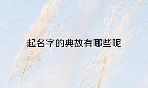 起名字的典故有哪些呢