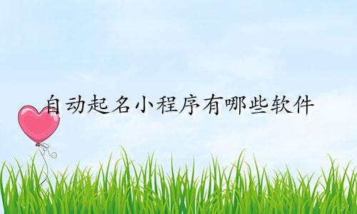 自动起名小程序有哪些软件