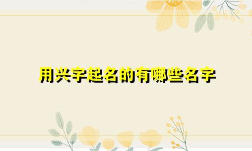 用兴字起名的有哪些名字