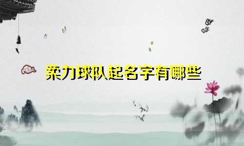 柔力球队起名字有哪些