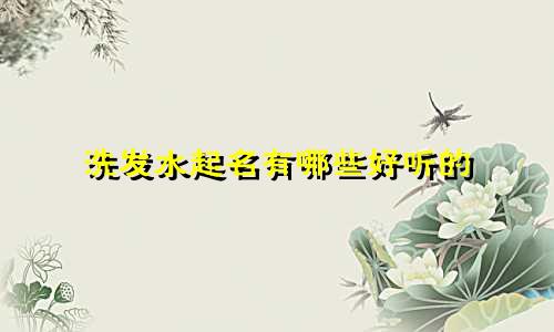 洗发水起名有哪些好听的