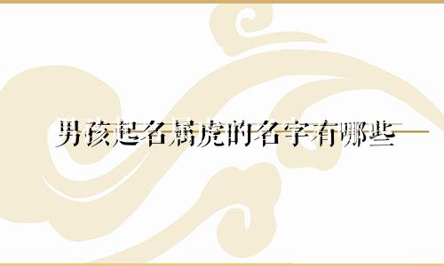 男孩起名属虎的名字有哪些