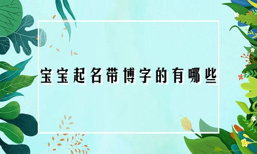 宝宝起名带博字的有哪些