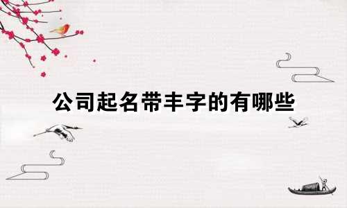 公司起名带丰字的有哪些