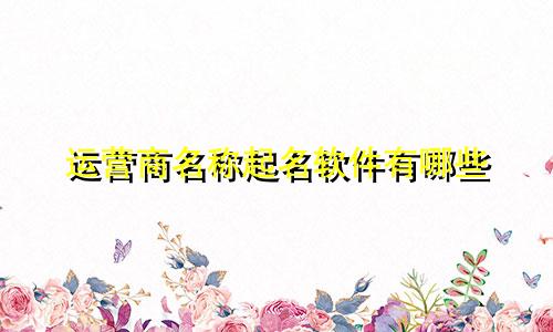 运营商名称起名软件有哪些