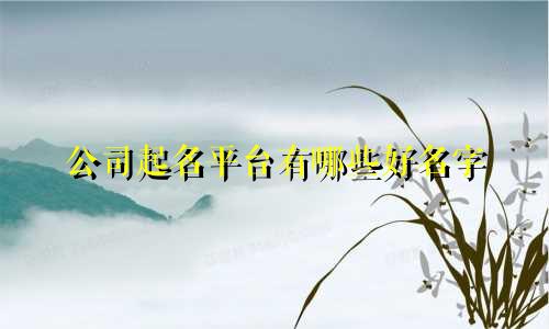 公司起名平台有哪些好名字
