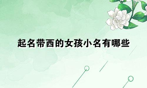 起名带西的女孩小名有哪些