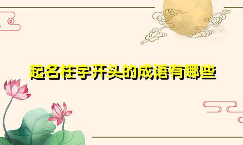 起名柱字开头的成语有哪些