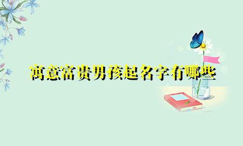 寓意富贵男孩起名字有哪些