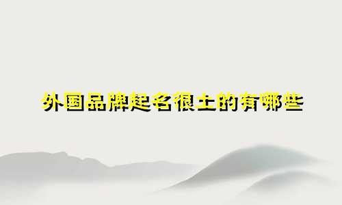 外国品牌起名很土的有哪些