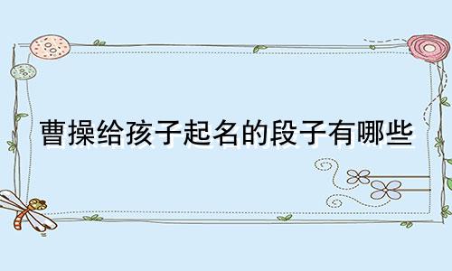 曹操给孩子起名的段子有哪些